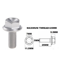 M5X25MM .8 THREAD PITCH TITANIUM FLANGE 7MM HEX BOLT GRADE 5