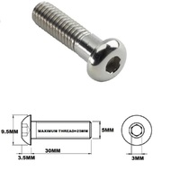 M5X30MM .8 THREAD PITCH TITANIUM BUTTON HEAD BOLT GRADE 5