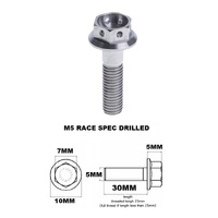 M5X30MM 0.8 THREAD PITCH TITANIUM RACE FLANGE 7MM HEX BOLT GR 5
