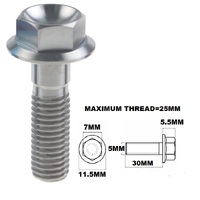 M5X30MM .8 THREAD PITCH TITANIUM FLANGE 7MM HEX BOLT GRADE 5