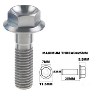 M5X35MM .8 THREAD PITCH TITANIUM FLANGE 7MM HEX BOLT GRADE 5