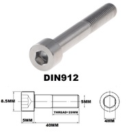 M5X40MM .8 THREAD PITCH TITANIUM ALLEN HEAD BOLT GRADE 5