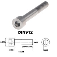 M5X55MM .8 THREAD PITCH TITANIUM ALLEN HEAD BOLT GRADE 5