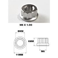 M6 SMALL NUT 6X1.0 THREAD PITCH 12 POINT TITANIUM GR5 8MM HEX
