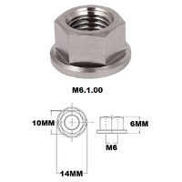 M6X1.00 THREAD PITCH TITANIUM FLANGED 10MM HEX NUT GRADE 5