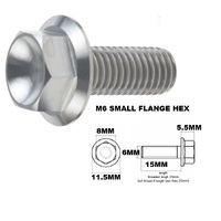 M6X15MM 1.00 THREAD PITCH TITANIUM FLANGE 8MM HEX BOLT GRADE 5