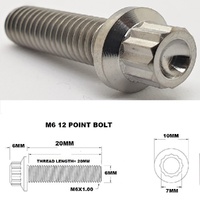M6X20MM 1.00 THREAD PITCH TITANIUM 12 POINT FLANGED BOLT GRADE 5