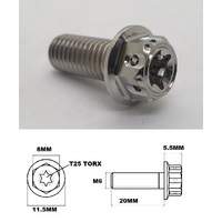 M6X20MM 1.0 THREAD FANCY DUAL DRIVE TITANIUM FLANGE 8MM HEX BOLT