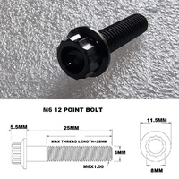 M6X25MM STEALTH 12 POINT BOLT 1.00 THREAD PITCH TITANIUM