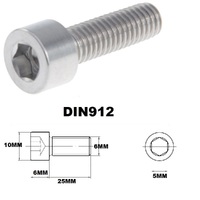 M6X25MM 1.00 THREAD PITCH TITANIUM ALLEN HEAD BOLT GRADE 5
