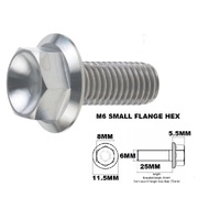 M6X25MM 1.00 THREAD PITCH TITANIUM FLANGE 8MM HEX BOLT GRADE 5