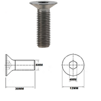 M6X30MM 1.0 THREAD PITCH TITANIUM COUNTERSUNK BOLT GRADE 5