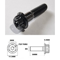 M6X30MM 1.0 THREAD BLACK FANCY DUAL DRIVE TITANIUM 8MM HEX BOLT