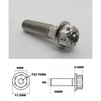 M6X30MM 1.0 THREAD FANCY DUAL DRIVE TITANIUM FLANGE 8MM HEX BOLT