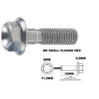 M6X32MM 1.00 THREAD PITCH TITANIUM FLANGE 8MM HEX BOLT GRADE 5