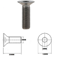 M6X35MM 1.0 THREAD PITCH TITANIUM COUNTERSUNK BOLT GRADE 5