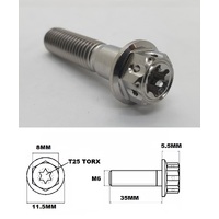 M6X35MM 1.0 THREAD FANCY DUAL DRIVE TITANIUM FLANGE 8MM HEX BOLT