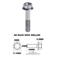 M6X40MM 1.0 THREAD PITCH TITANIUM RACE FLANGE 8MM HEX BOLT GR 5