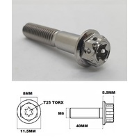 M6X40MM 1.0 THREAD FANCY DUAL DRIVE TITANIUM FLANGE 8MM HEX BOLT