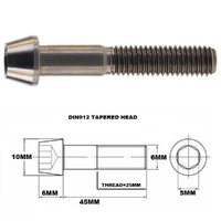 M6X45MM 1.00 THREAD PITCH TITANIUM TAPERED SOCKET HEAD BOLT