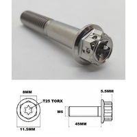 M6X45MM 1.0 THREAD FANCY DUAL DRIVE TITANIUM FLANGE 8MM HEX BOLT