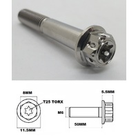 M6X50MM 1.0 THREAD FANCY DUAL DRIVE TITANIUM FLANGE 8MM HEX BOLT