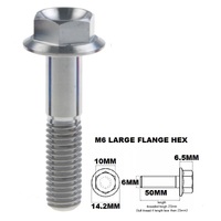 M6X50MM 1.00 THREAD PITCH TITANIUM FLANGE 10MM HEX BOLT GRADE 5