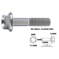 M6X50MM 1.00 THREAD PITCH TITANIUM FLANGE 8MM HEX BOLT GRADE 5