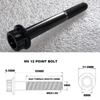 M6X55MM STEALTH 12 POINT BOLT 1.00 THREAD PITCH TITANIUM