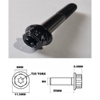 M6X55MM 1.0 BLACK THREAD FANCY DUAL DRIVE TITANIUM 8MM HEX BOLT