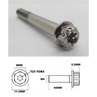 M6X60MM 1.0 THREAD FANCY DUAL DRIVE TITANIUM FLANGE 8MM HEX BOLT