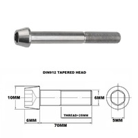 M6X70MM 1.00 THREAD PITCH TITANIUM TAPERED SOCKET HEAD BOLT