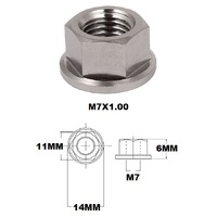 M7X1.00 THREAD PITCH TITANIUM FLANGED 11MM HEX NUT GRADE 5