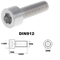 M7X10MM 1.00 THREAD PITCH TITANIUM ALLEN HEAD BOLT GRADE 5