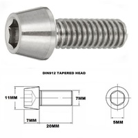 M7X20MM 1.00 THREAD PITCH TITANIUM TAPERED SOCKET HEAD BOLT