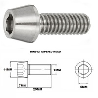 M7X25MM 1.00 THREAD PITCH TITANIUM TAPERED SOCKET HEAD BOLT