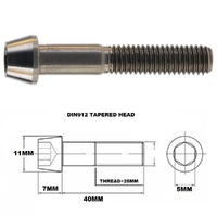 M7X40MM 1.00 THREAD PITCH TITANIUM TAPERED SOCKET HEAD BOLT