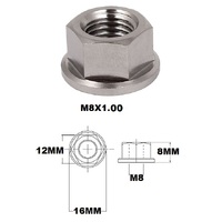 M8X1.00 THREAD PITCH TITANIUM FLANGED 12MM HEX NUT GRADE 5