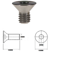 M8X10MM 1.25 THREAD PITCH TITANIUM COUNTERSUNK BOLT GRADE 5
