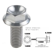 M8X10MM 1.25 THREAD PITCH TITANIUM FLANGED 10MM HEX BOLT GRADE 5