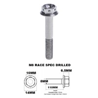 M8X110MM 1.25 THREAD TITANIUM RACE FLANGE 10MM HEX BOLT GR5
