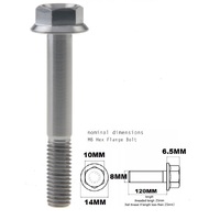 M8X120MM 1.25 THREAD PITCH TITANIUM FLANGE 10MM HEX BOLT GRADE 5