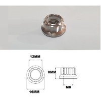 M8X1.25 THREAD PITCH TITANIUM 12 POINT NYLOCK NUT GRADE 5
