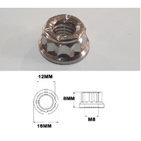 M8X1.25 THREAD PITCH TITANIUM 12 POINT METAL LOCK NUT GRADE 5
