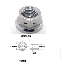 M8X1.25 THREAD PITCH TITANIUM FLANGED 12MM HEX NUT GRADE 5