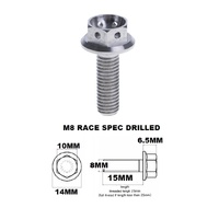 M8X15MM 1.25 THREAD PITCH TITANIUM RACE FLANGE 10MM HEX BOLT GR5