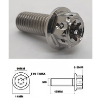 M8X15MM 1.25 THREAD FANCY DUAL DRIVE TITANIUM 10MM HEX BOLT