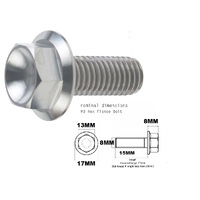 M8X15MM 1.25 THREAD PITCH TITANIUM FLANGE 13MM HEX BOLT GRADE 5