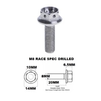 M8X20MM 1.25 THREAD PITCH TITANIUM RACE FLANGE 10MM HEX BOLT GR5