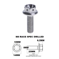 M8X25MM 1.25 THREAD PITCH TITANIUM RACE FLANGE 10MM HEX BOLT GR5